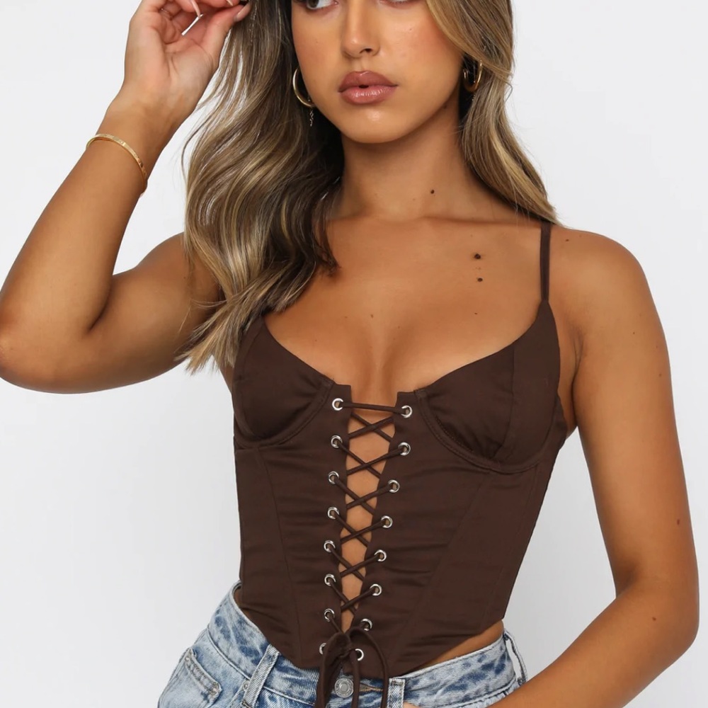 White fox brown bustier top